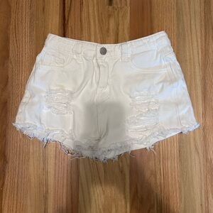 SHEIN White Distressed Jean Shorts